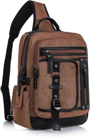 Schkleier Messenger Bag for Men Canvas Sling Bag Crossbody Backpack Laptop Shoulder Bag Hiking Daypacks Casual Tactical