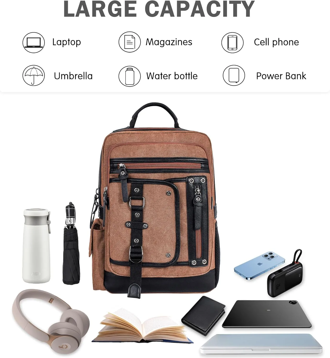 Schkleier Messenger Bag for Men Canvas Sling Bag Crossbody Backpack Laptop Shoulder Bag Hiking Daypacks Casual Tactical