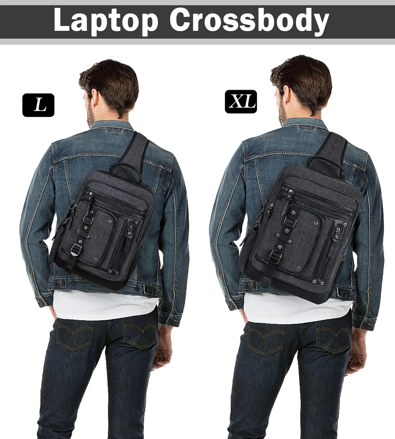 Schkleier Messenger Bag for Men Canvas Sling Bag Crossbody Backpack Laptop Shoulder Bag Hiking Daypacks Casual Tactical