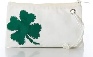 Sea Bags Recycled Sail Cloth Four Leaf Clover Wristlet Zip Top Wristlet Clutch Zippered Wallet with Strap