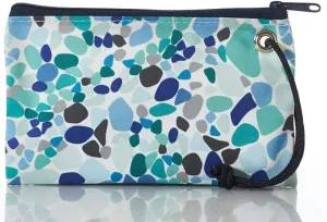 Sea Bags Recycled Sail Cloth Sea Glass Print Wristlet Zip Top Wristlet Clutch Zippered Wallet with Strap