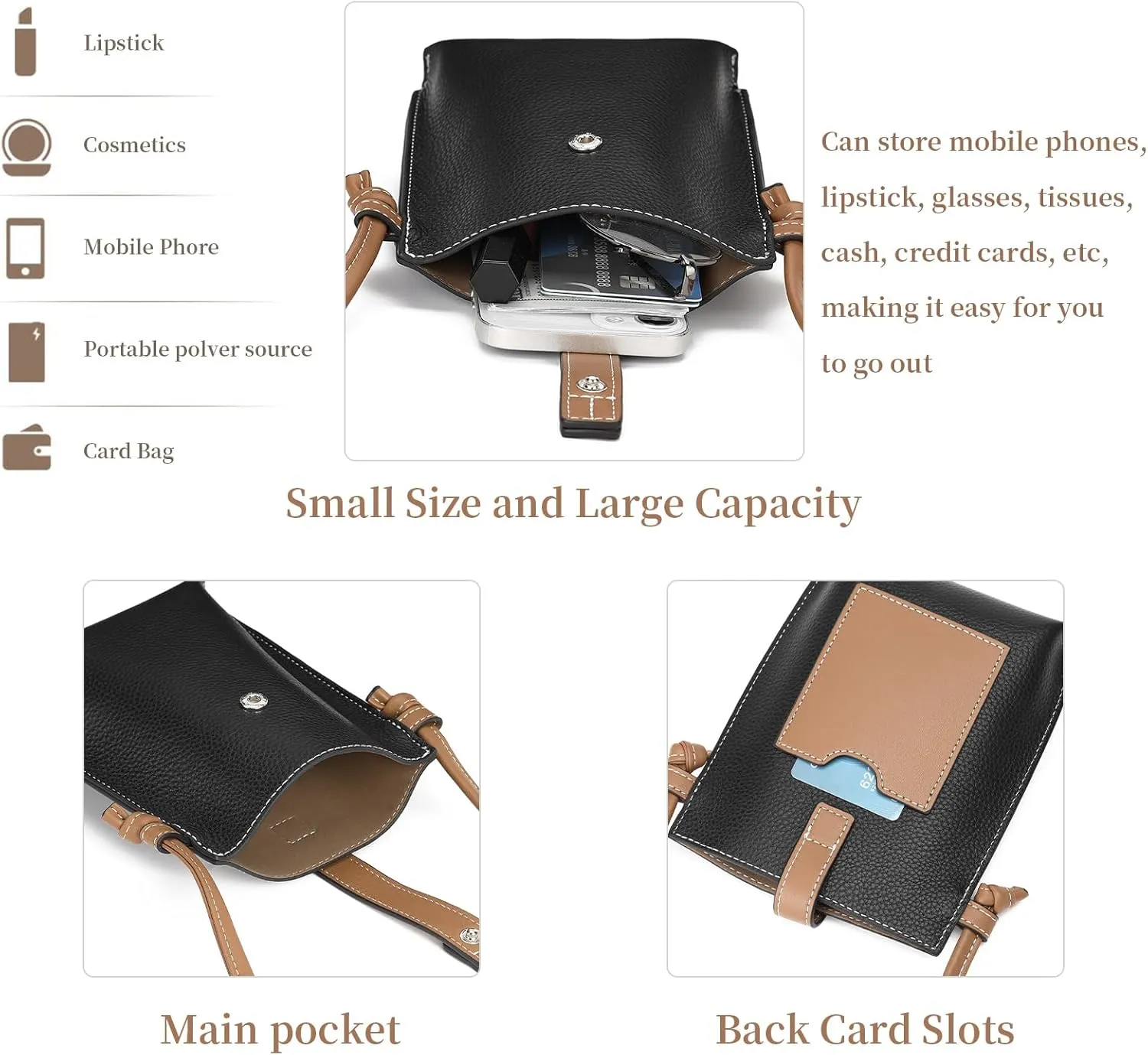 SENDEFN Cell Phone Purses for Women Small Crossbody Bag Shoulder Handbag with Adjustable Strap