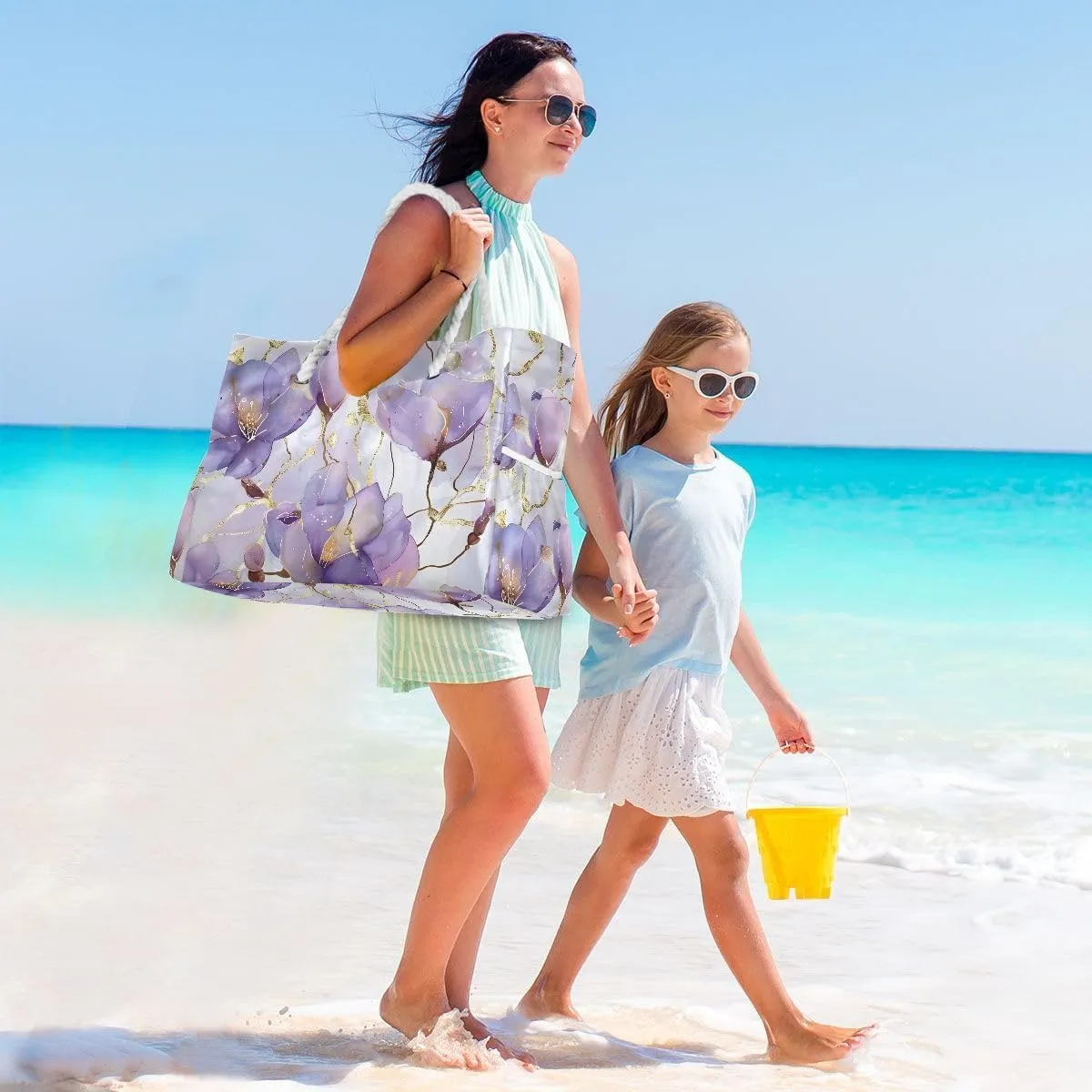 senya Large Beach Bags Totes Swim Canvas Tote Shoulder Bag Water Resistant Bags for Gym Travel Daily