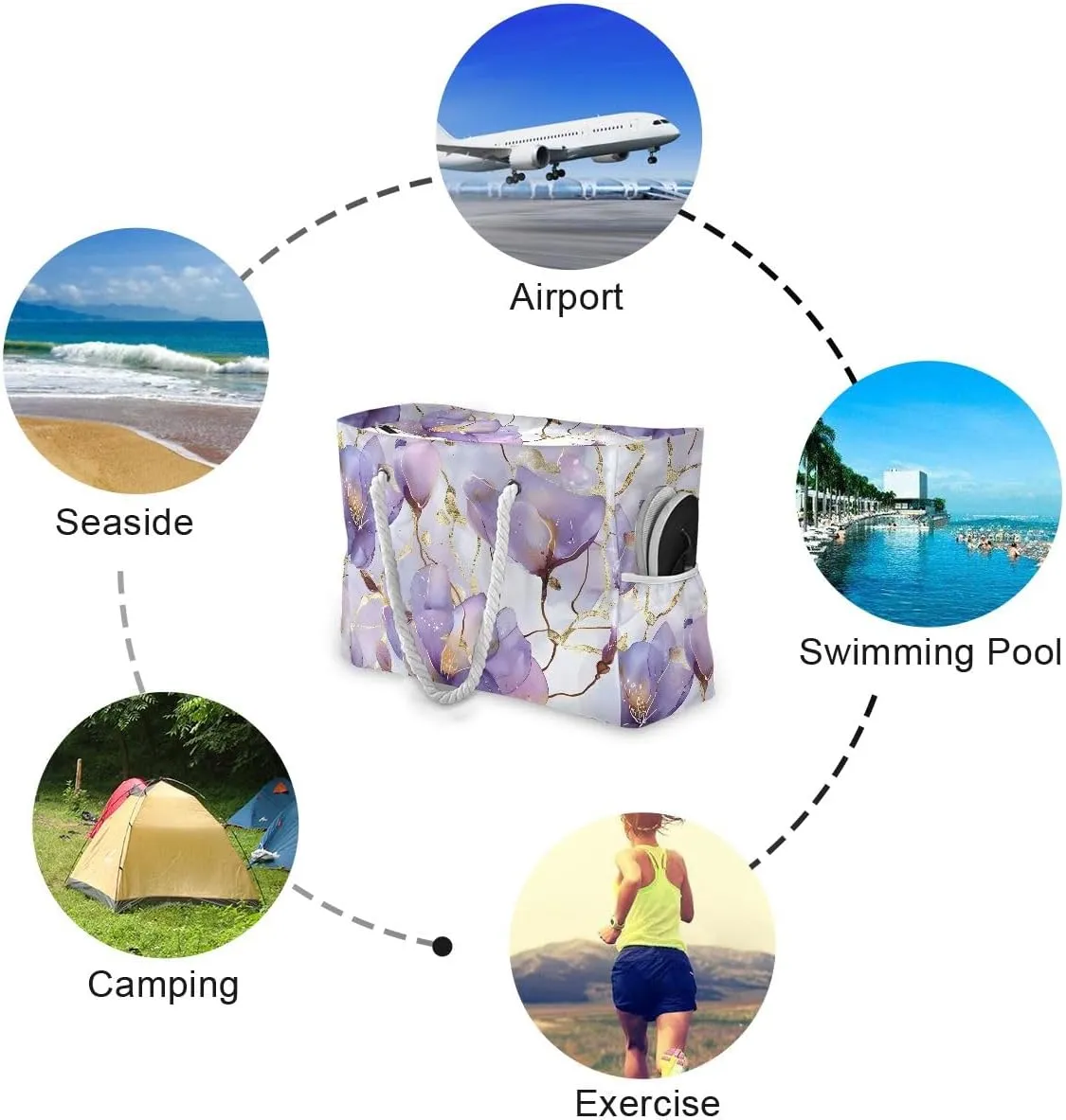 senya Large Beach Bags Totes Swim Canvas Tote Shoulder Bag Water Resistant Bags for Gym Travel Daily
