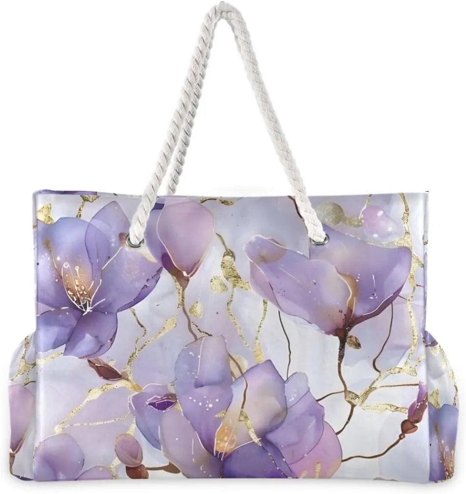 senya Large Beach Bags Totes Swim Canvas Tote Shoulder Bag Water Resistant Bags for Gym Travel Daily