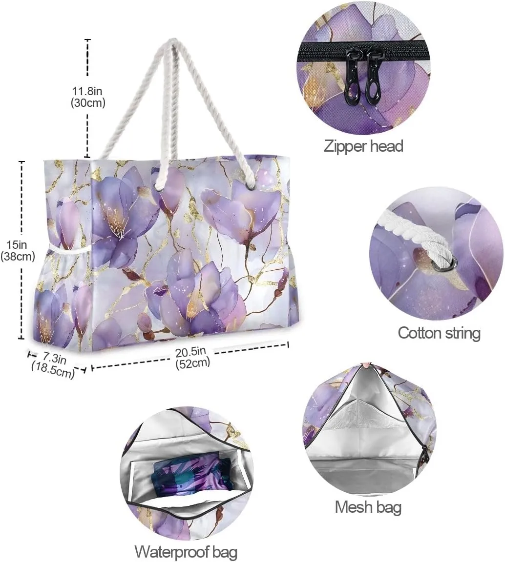 senya Large Beach Bags Totes Swim Canvas Tote Shoulder Bag Water Resistant Bags for Gym Travel Daily