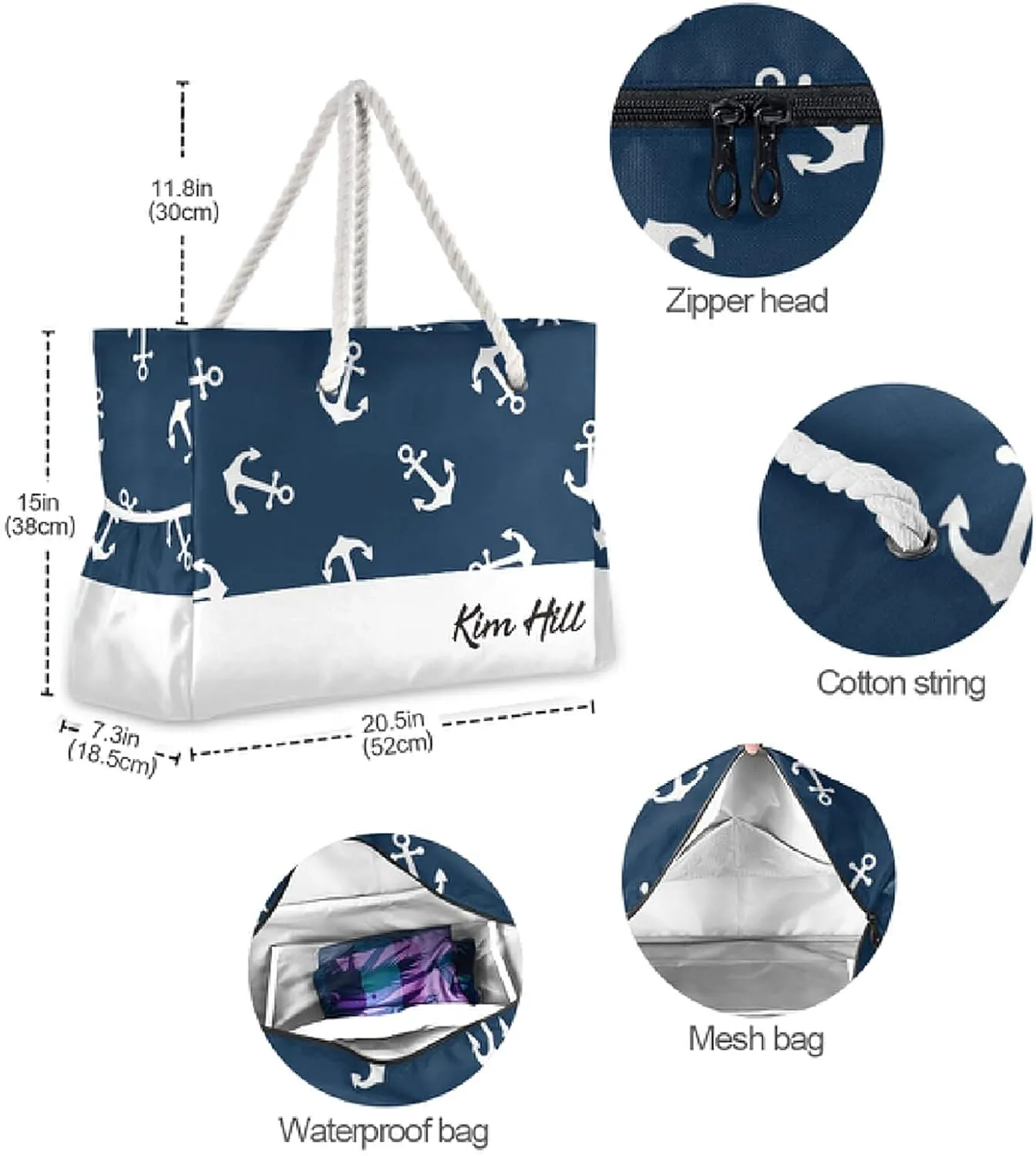 senya Large Beach Shoulder Bags Canvas Tote Water Resistant for Gym Travel Daily