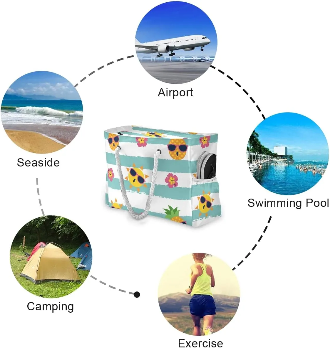 senya Large Beach Shoulder Bags Canvas Tote Water Resistant for Gym Travel Daily