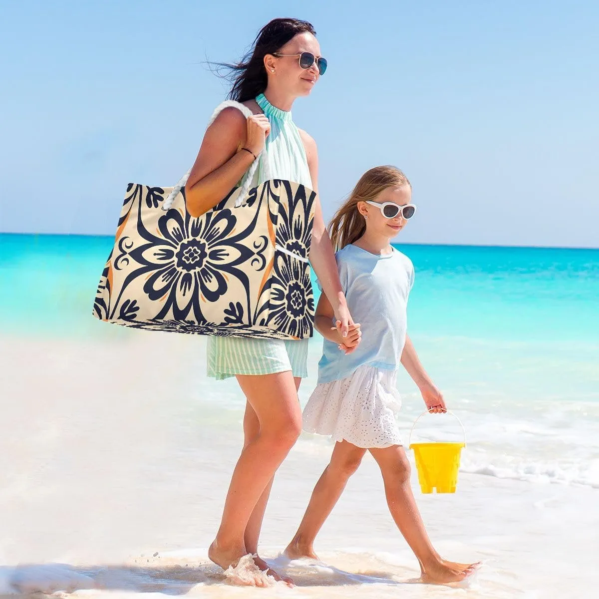 senya Large Beach Shoulder Bags Canvas Tote Water Resistant for Gym Travel Daily