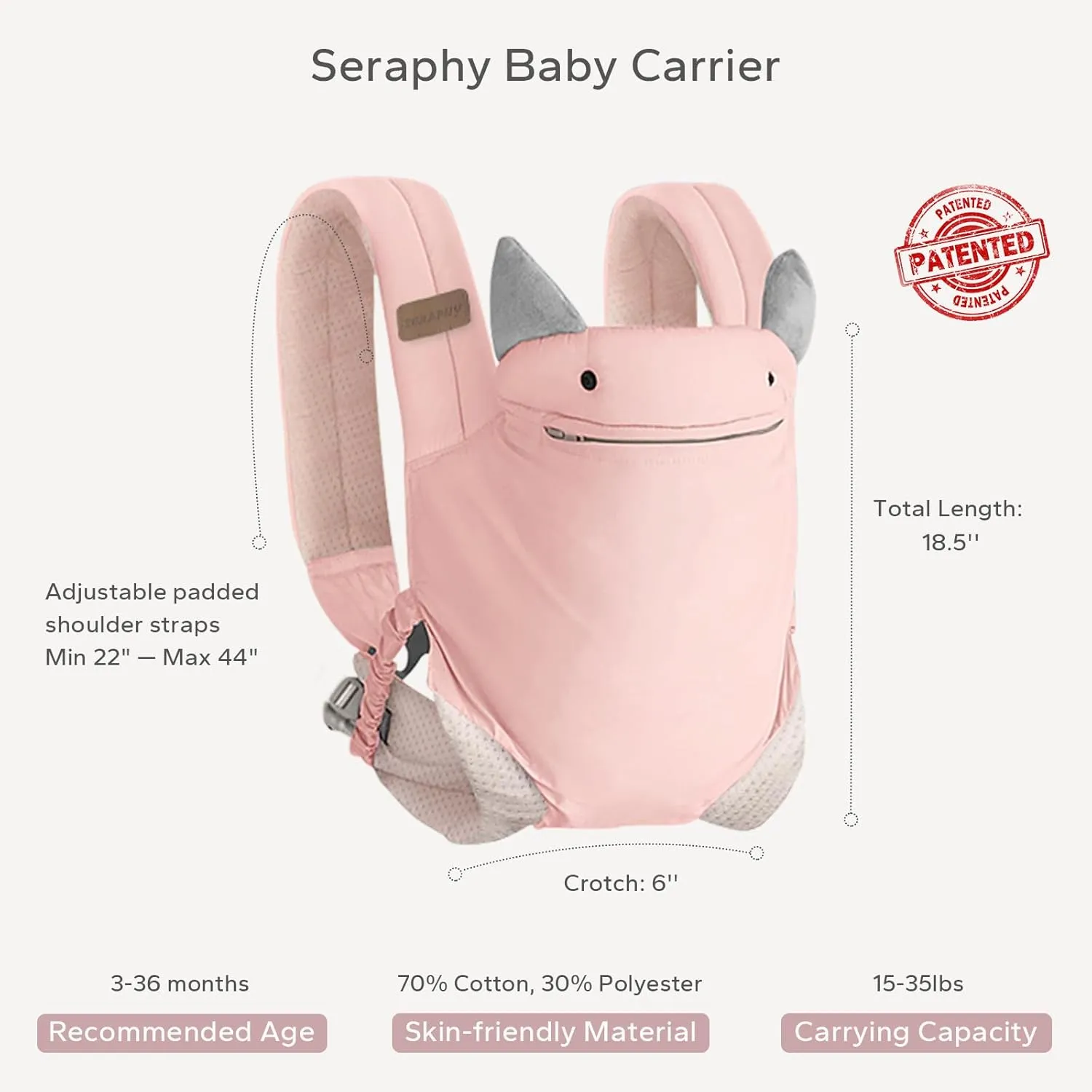 SERAPHY Baby Carrier with Pocket, 4-in-1 Breathable Infant Carrier Newborn to Toddler, Adjustable Multi-Position Baby Sling for Babies 3-36M (15-35lbs)-Pink