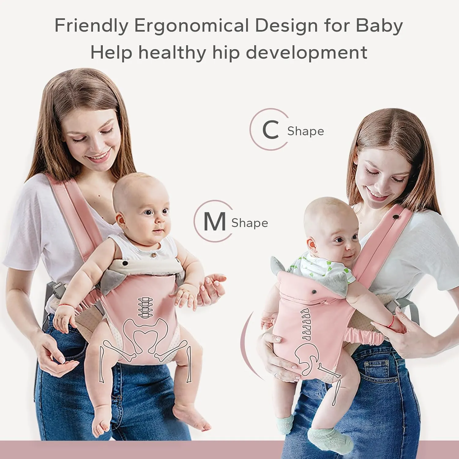 SERAPHY Baby Carrier with Pocket, 4-in-1 Breathable Infant Carrier Newborn to Toddler, Adjustable Multi-Position Baby Sling for Babies 3-36M (15-35lbs)-Pink