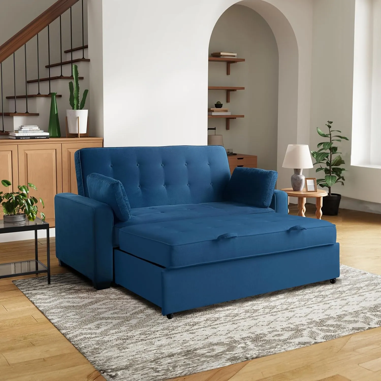 Serta Ainsley Queen Size Convertible Sofa Bed, Navy Blue