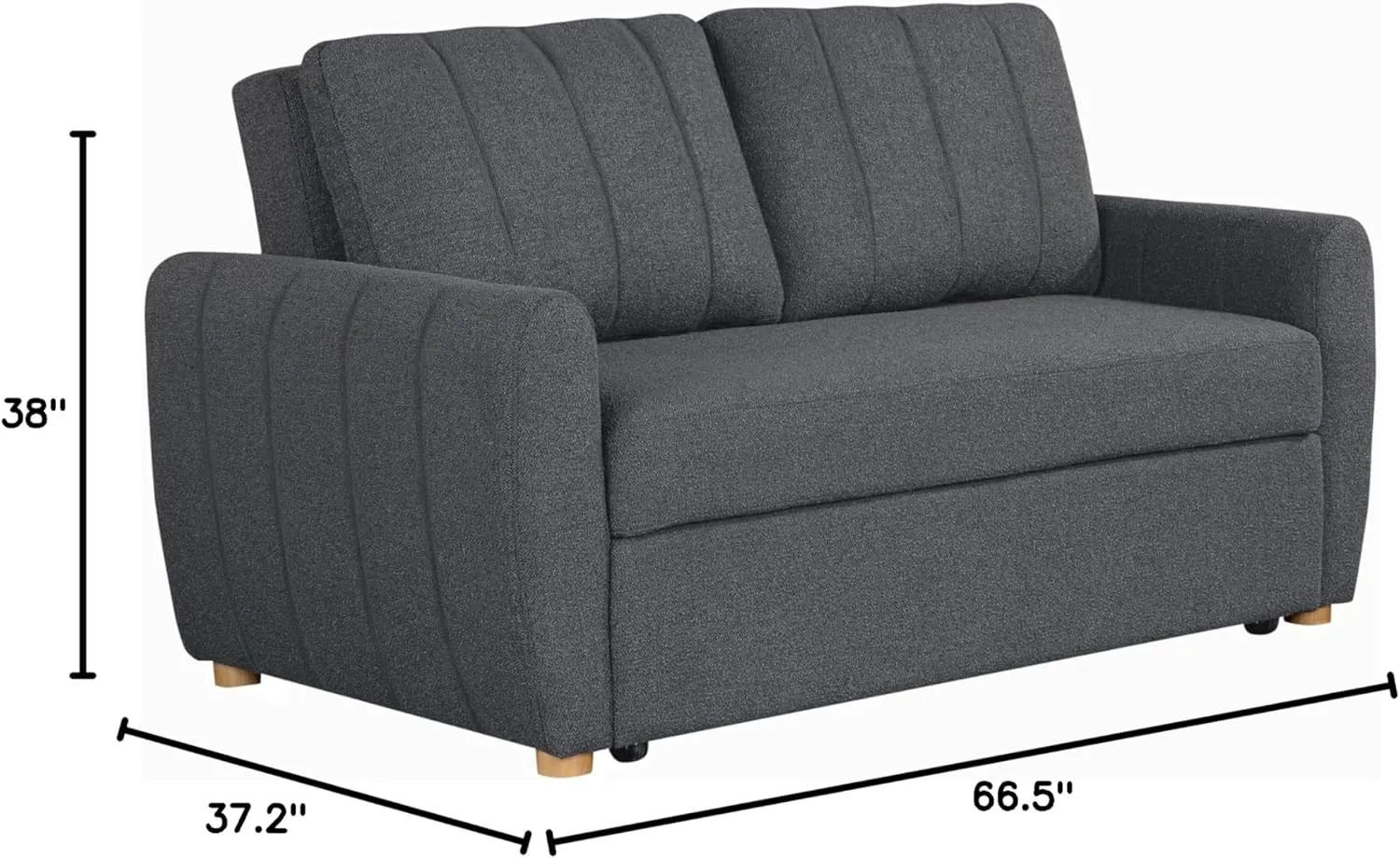 Serta Galway Convertible Loveseat, Charcoal