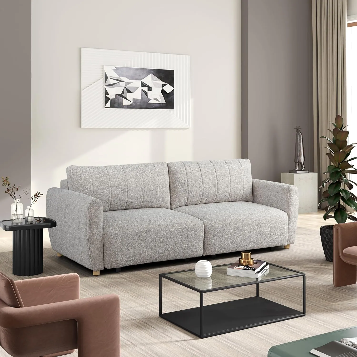 Serta Galway Convertible Sofa Pebble Boucle