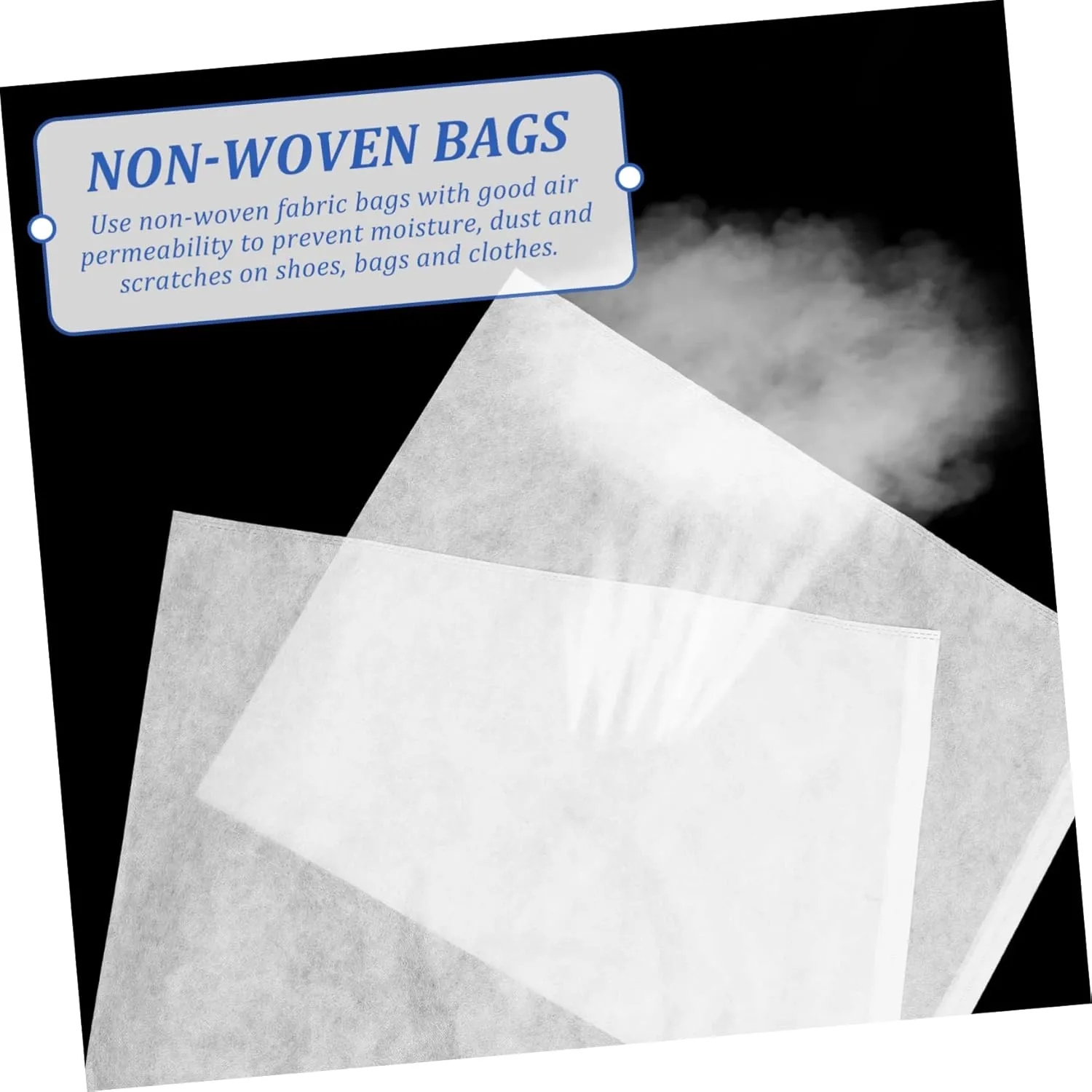 Set of 50 Non-Woven Fabric Storage Bags White 60x45cm Breathable Suit for Shoes Bags Clothing Long-Lasting Space-Saving