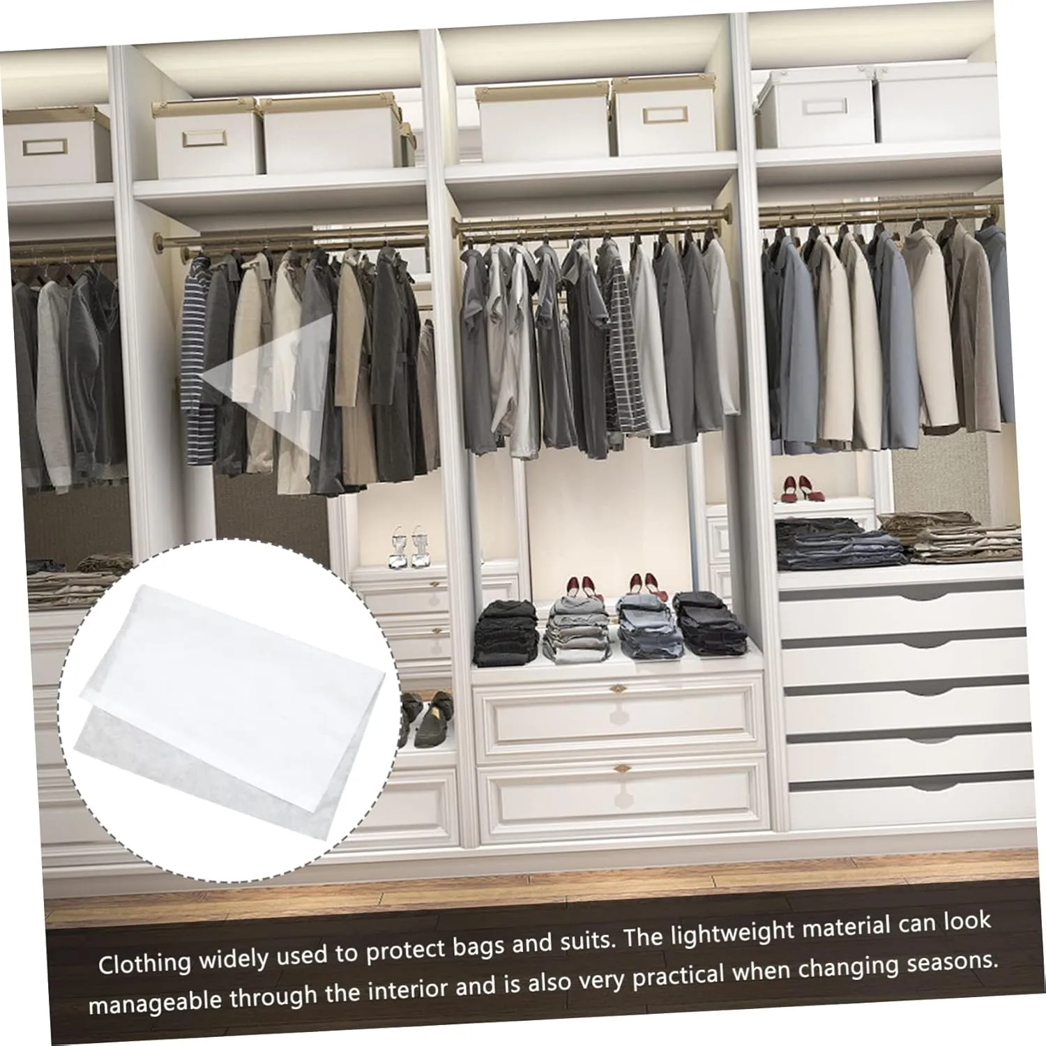 Set of 50 Non-Woven Fabric Storage Bags White 60x45cm Breathable Suit for Shoes Bags Clothing Long-Lasting Space-Saving