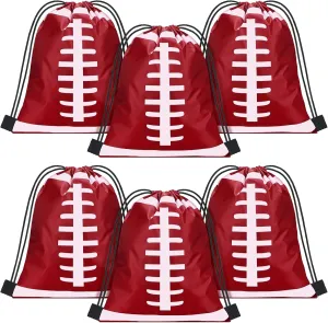 Shappy 6 Pcs Large Sport Drawstring Bag Sports Ball Backpack Bags Bulk Goodie Bags Team Gifts, 13 x 17 Inch (Football Style)