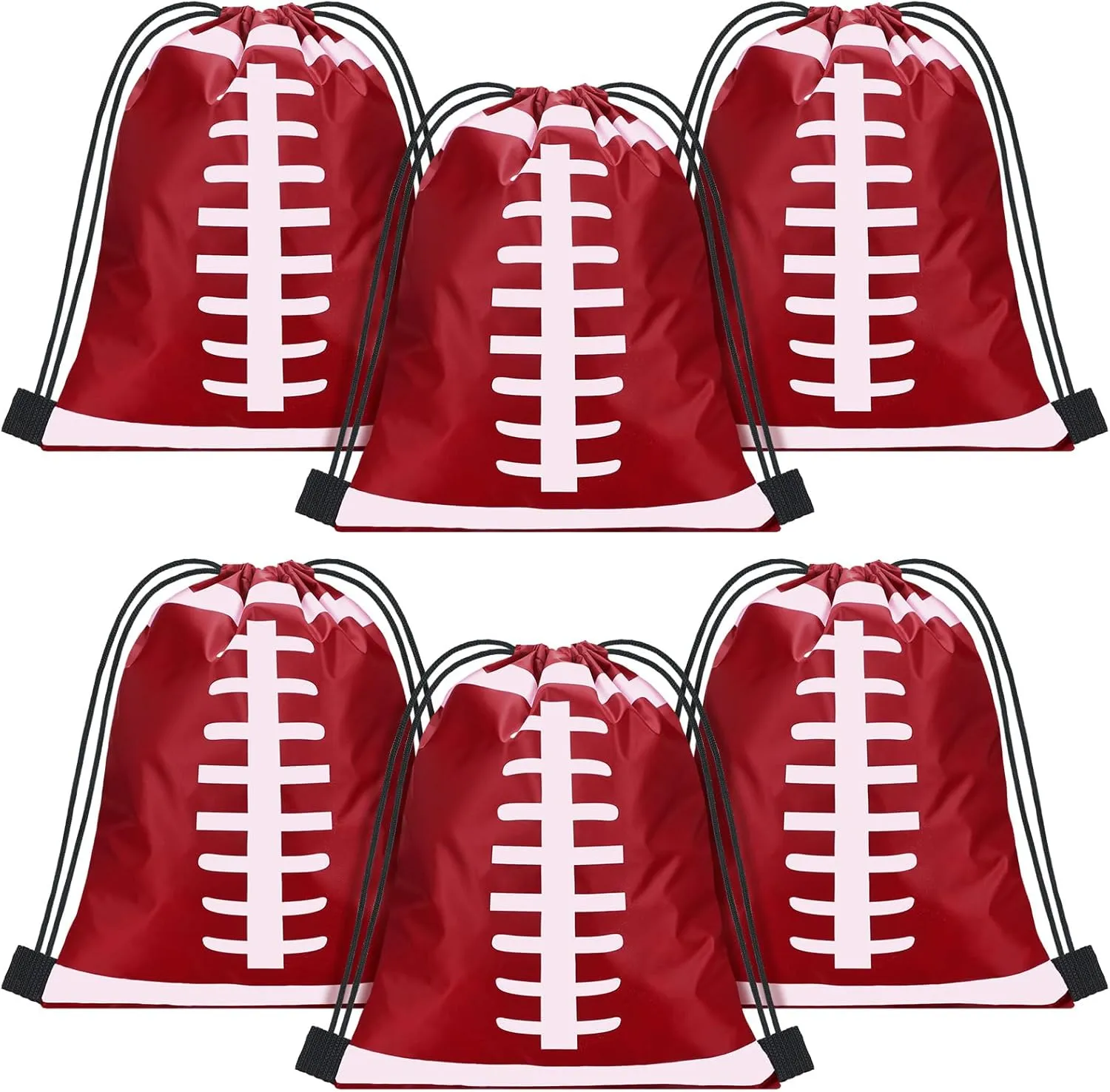 Shappy 6 Pcs Large Sport Drawstring Bag Sports Ball Backpack Bags Bulk Goodie Bags Team Gifts, 13 x 17 Inch (Football Style)