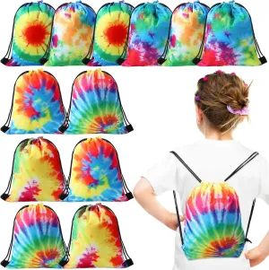 Shappy Tie Dye Party Favor Bags Drawstring Birthday Gift Bag Candy Goodie Treat Bag Colorful Snacks Bag