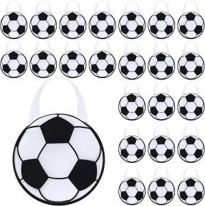 Shihanee 24 Pcs Soccer Themed Party Favor Bags - Ball Goody Candy Bags, Sport Game Treat Handbags, Non-Woven Gift Bags for Sport Theme Party Supplies