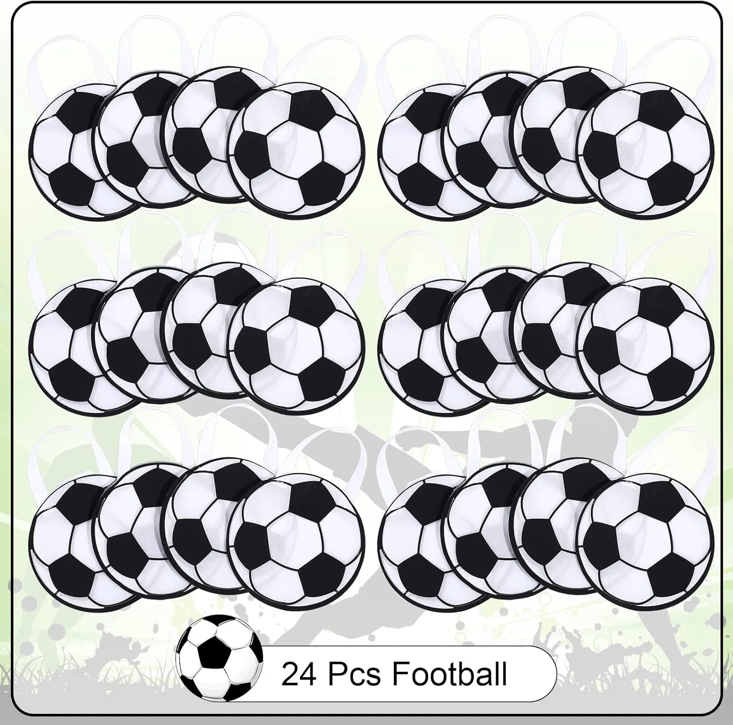 Shihanee 24 Pcs Soccer Themed Party Favor Bags - Ball Goody Candy Bags, Sport Game Treat Handbags, Non-Woven Gift Bags for Sport Theme Party Supplies