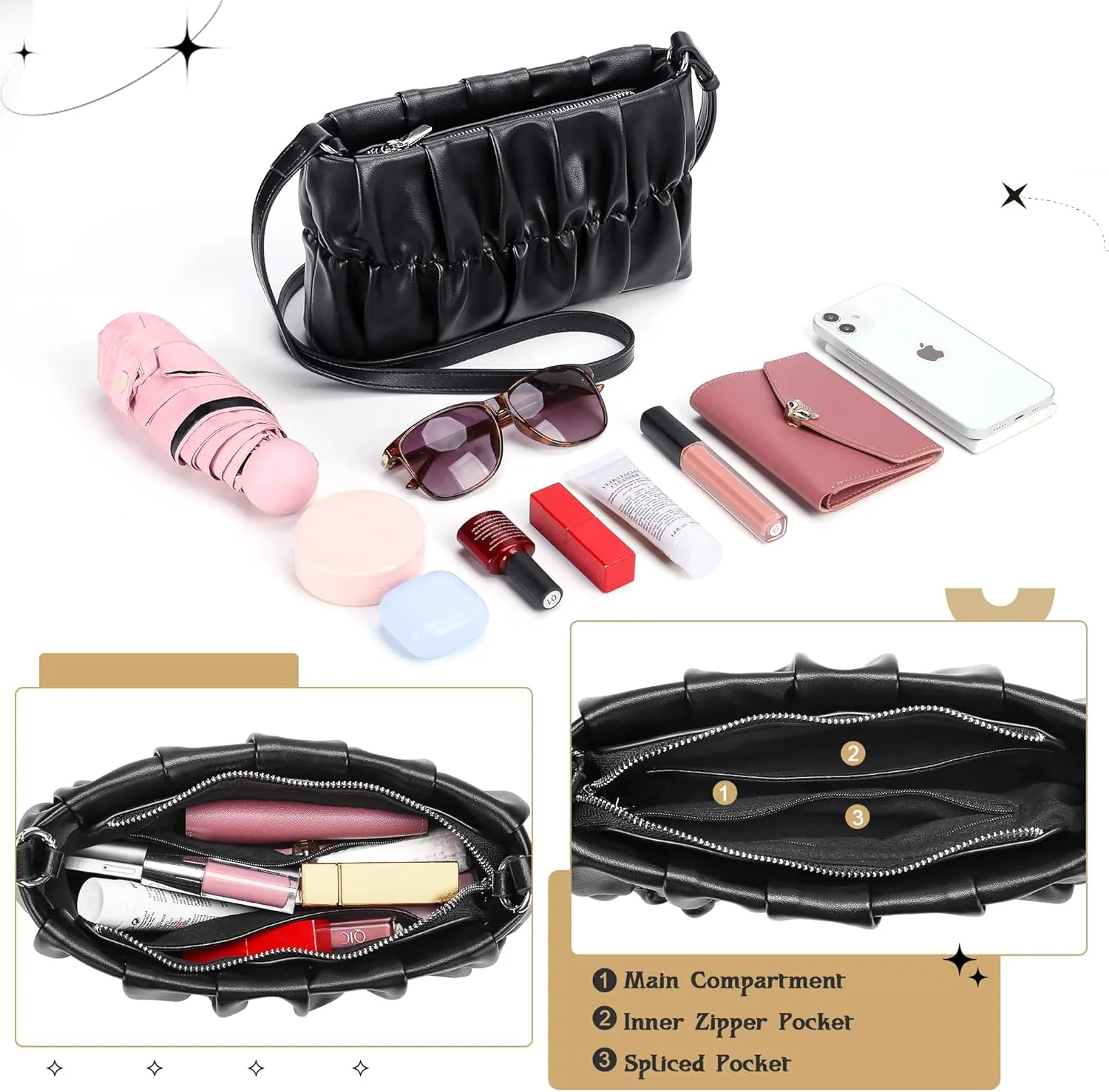 Shoulder Bag for Women,Leather Crescent Crossbody Bags Hobo Handbag Designer Purse with Adjustable Strap