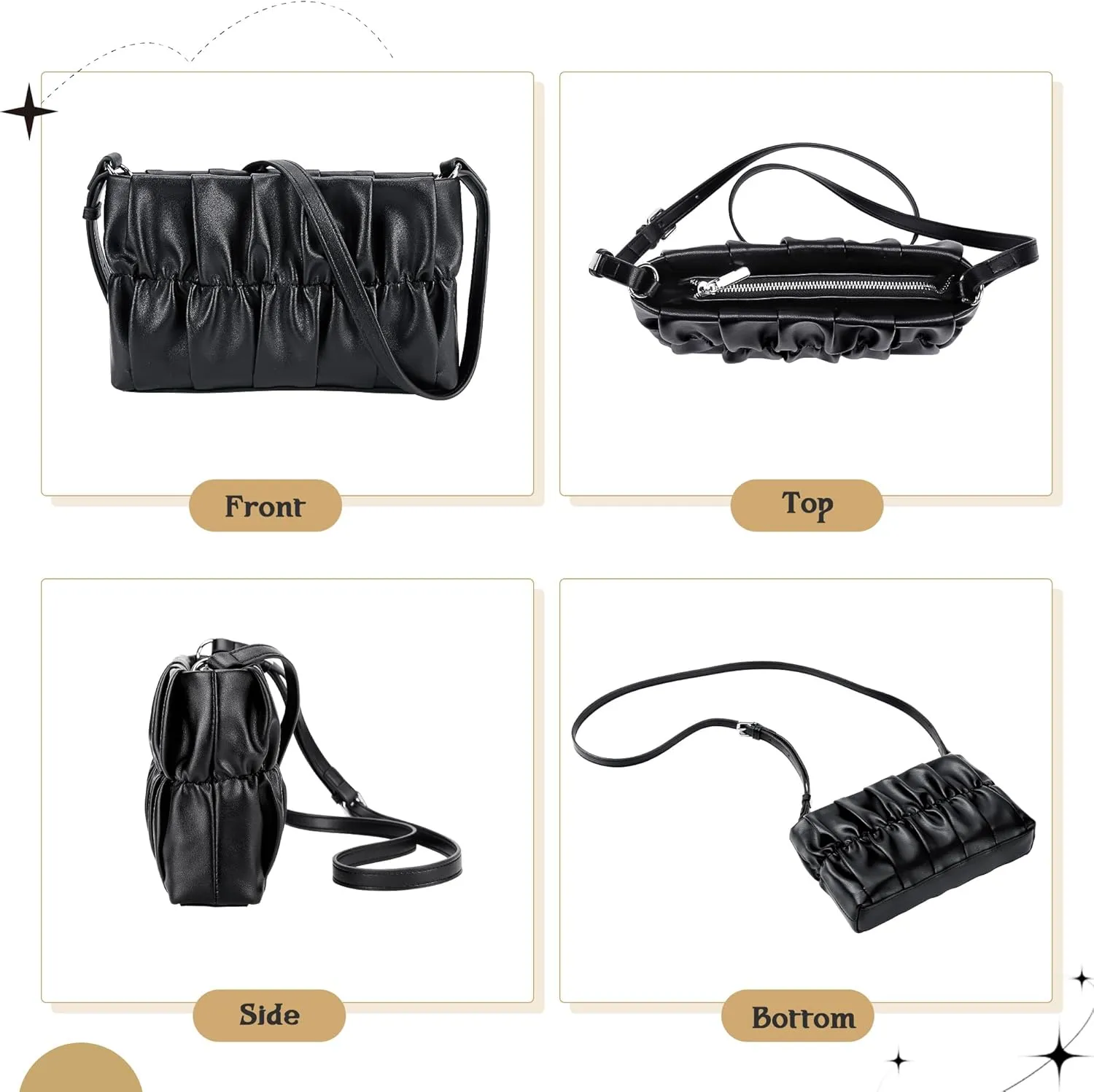 Shoulder Bag for Women,Leather Crescent Crossbody Bags Hobo Handbag Designer Purse with Adjustable Strap