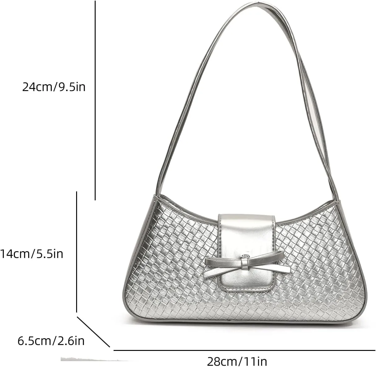 Shoulder Bags for Women Woven Purses and Handbags Coquette Bow Purse Y2k Bag Vegan Leather Small Clutch Hobo Handbag