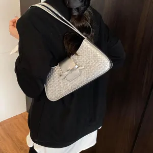 Shoulder Bags for Women Woven Purses and Handbags Coquette Bow Purse Y2k Bag Vegan Leather Small Clutch Hobo Handbag