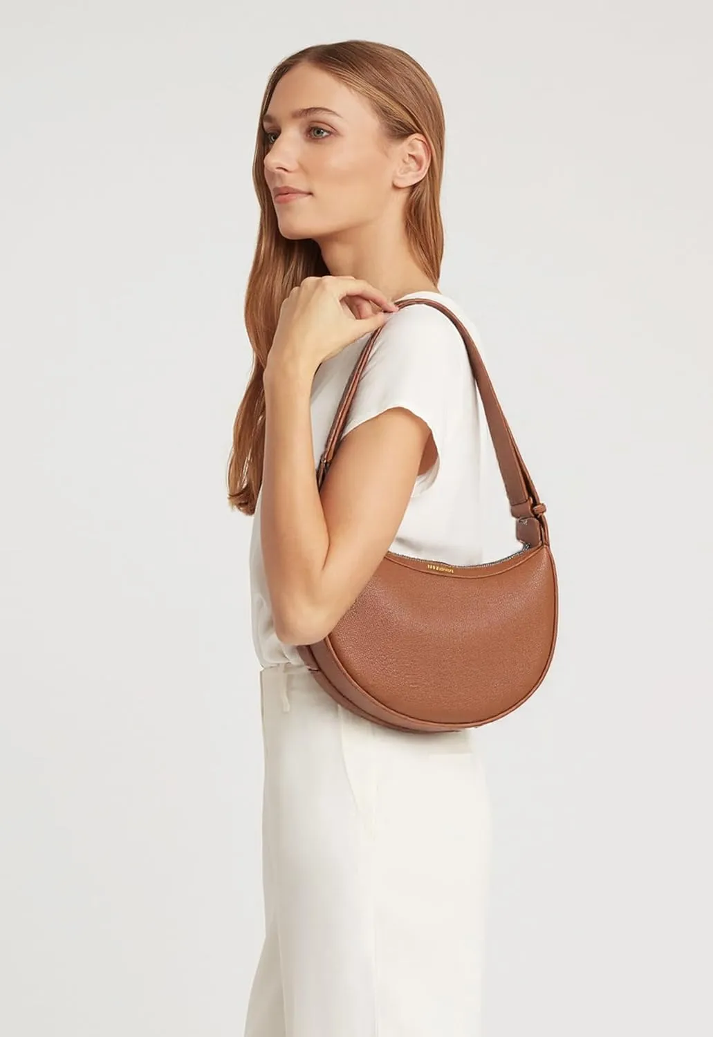 Shoulder Purses for Women Leather Crescent Handbag Mini Clutch Purse with Adjustable Strap Zipper Closure