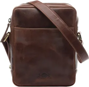 SID & VAIN messenger bag DUBLIN small shoulder courier bag real leather cross-body bag vertical leather bag Unisex brown