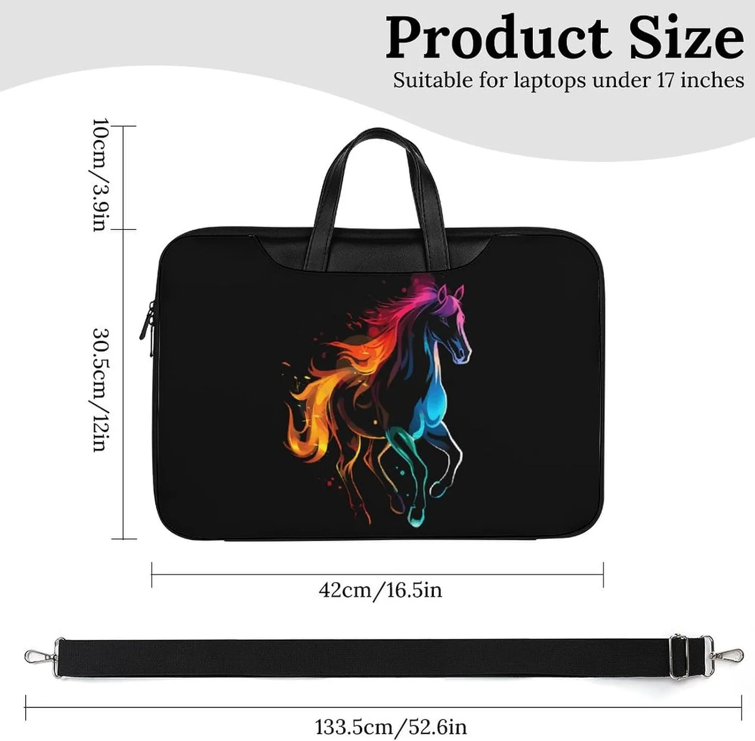 Silhouette Rainbow Horse Laptop Tote Bag Waterproof Computer Carrying Case Business Office Briefcase