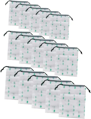 SKISUNO 15pcs Cactus Drawstring Pouch Waterproof Frosted Travel Bag Tote for Family Outdoor Sports Use