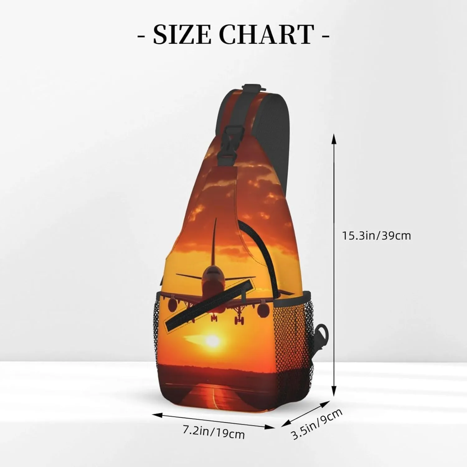 Sling Backpack Bag For Men Airplane Sunset Cross Chest Bag Crossbody Shoulder Bag Travel Hiking Daypack
