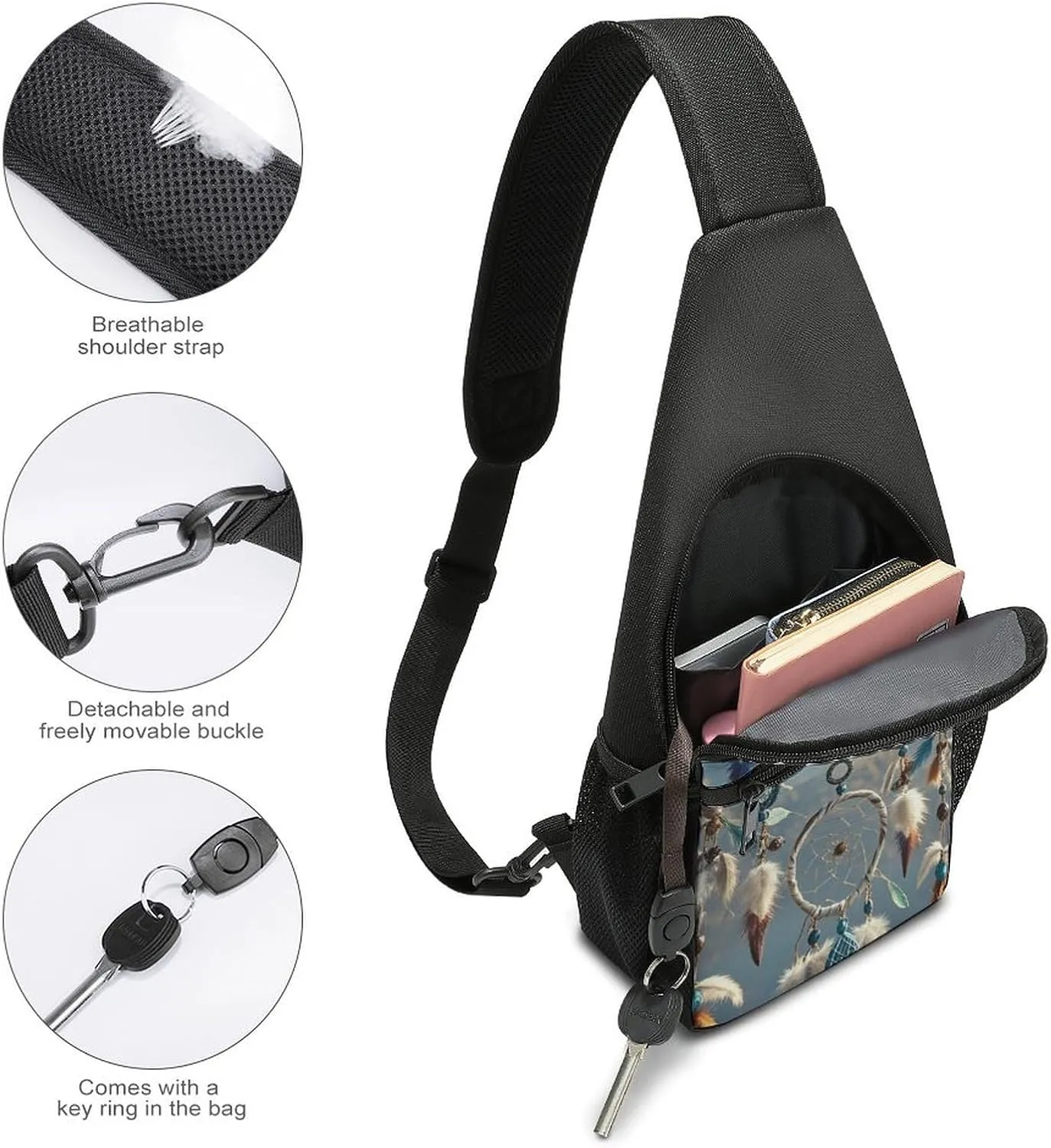 Sling Bag for Women Men Crossbody Bag Chest Bag Lustrous Stone Sling Backpack Fanny Packs Travel Hiking Daypack