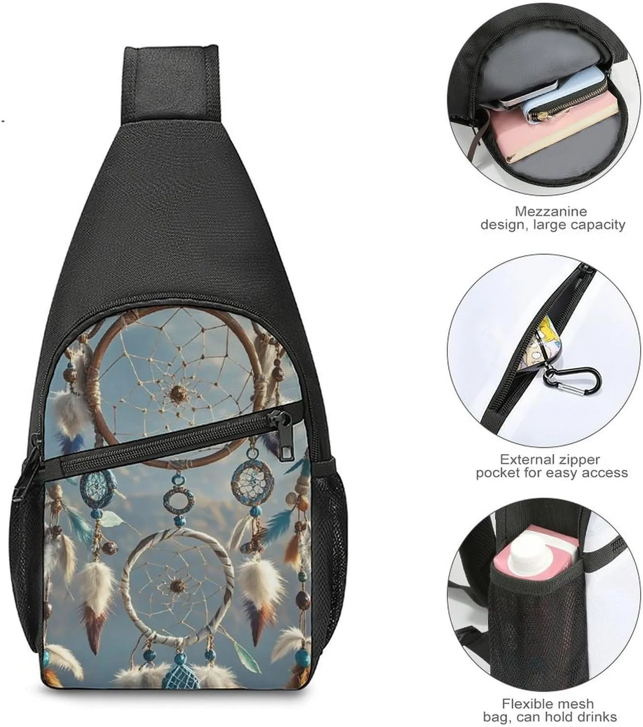 Sling Bag for Women Men Crossbody Bag Chest Bag Lustrous Stone Sling Backpack Fanny Packs Travel Hiking Daypack