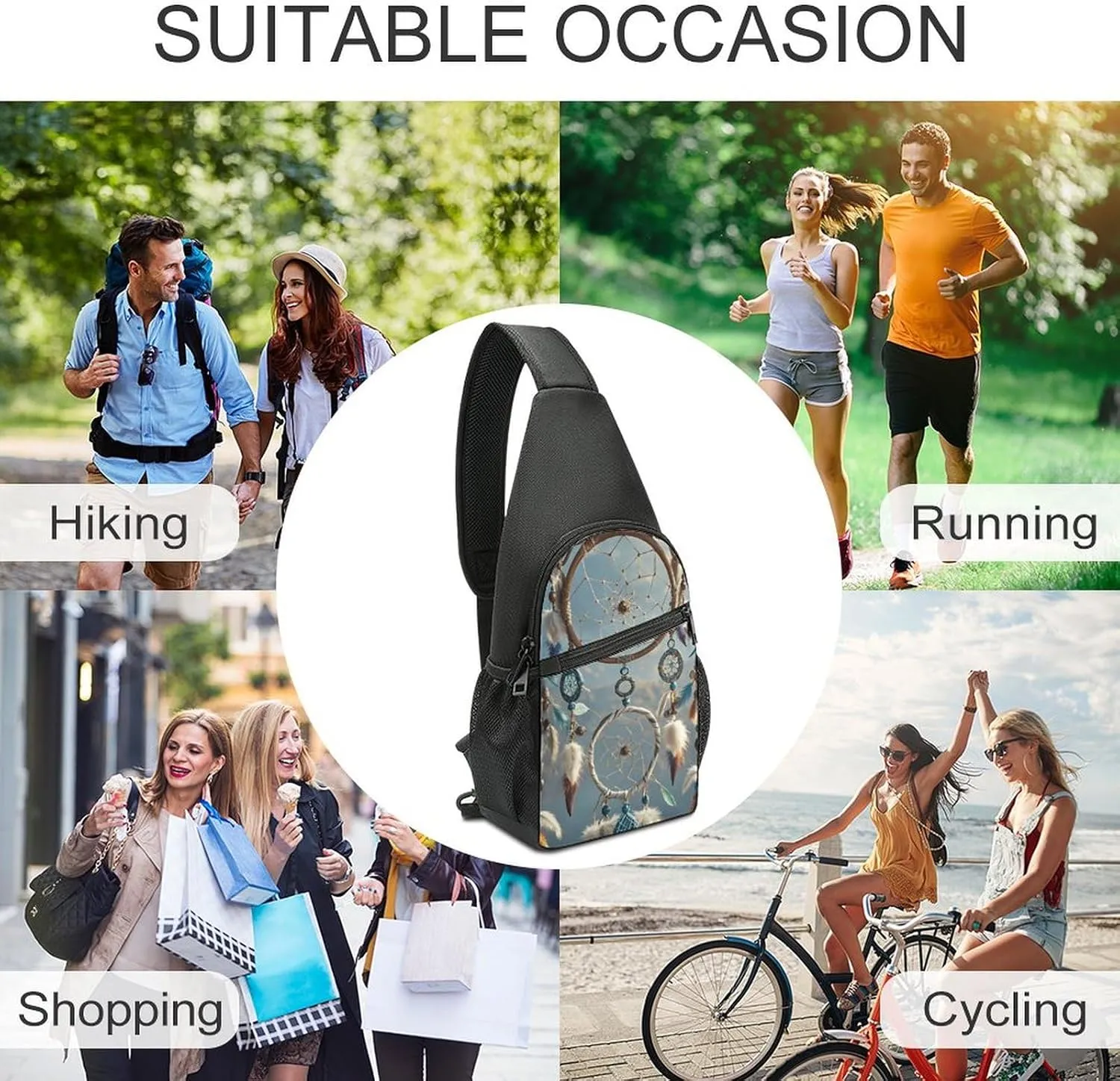 Sling Bag for Women Men Crossbody Bag Chest Bag Lustrous Stone Sling Backpack Fanny Packs Travel Hiking Daypack