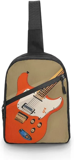 Sling Bag for Women Men Orange Electric Guitars Crossbody Bag Casual Daypack Backpack Shoulder Chest Bag Fashion Waist Pack Water Resistant Fanny Pack Crossbody Shoulder Bag