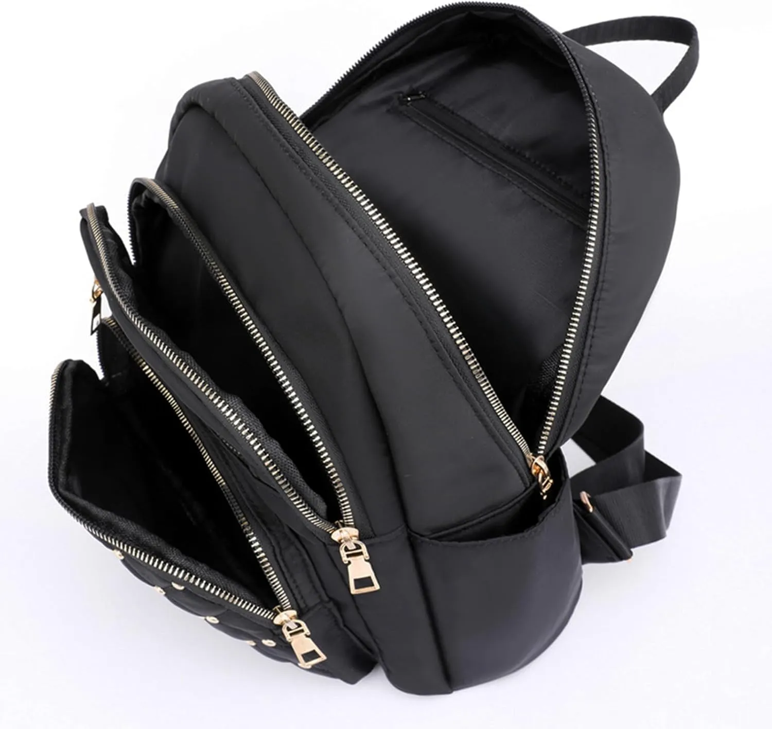 Small Backpack for Women Mini Travel Backpack Purse PU Leather Small Purses Cute Lightweight Back Pack Khaki Trendy Studded Bag