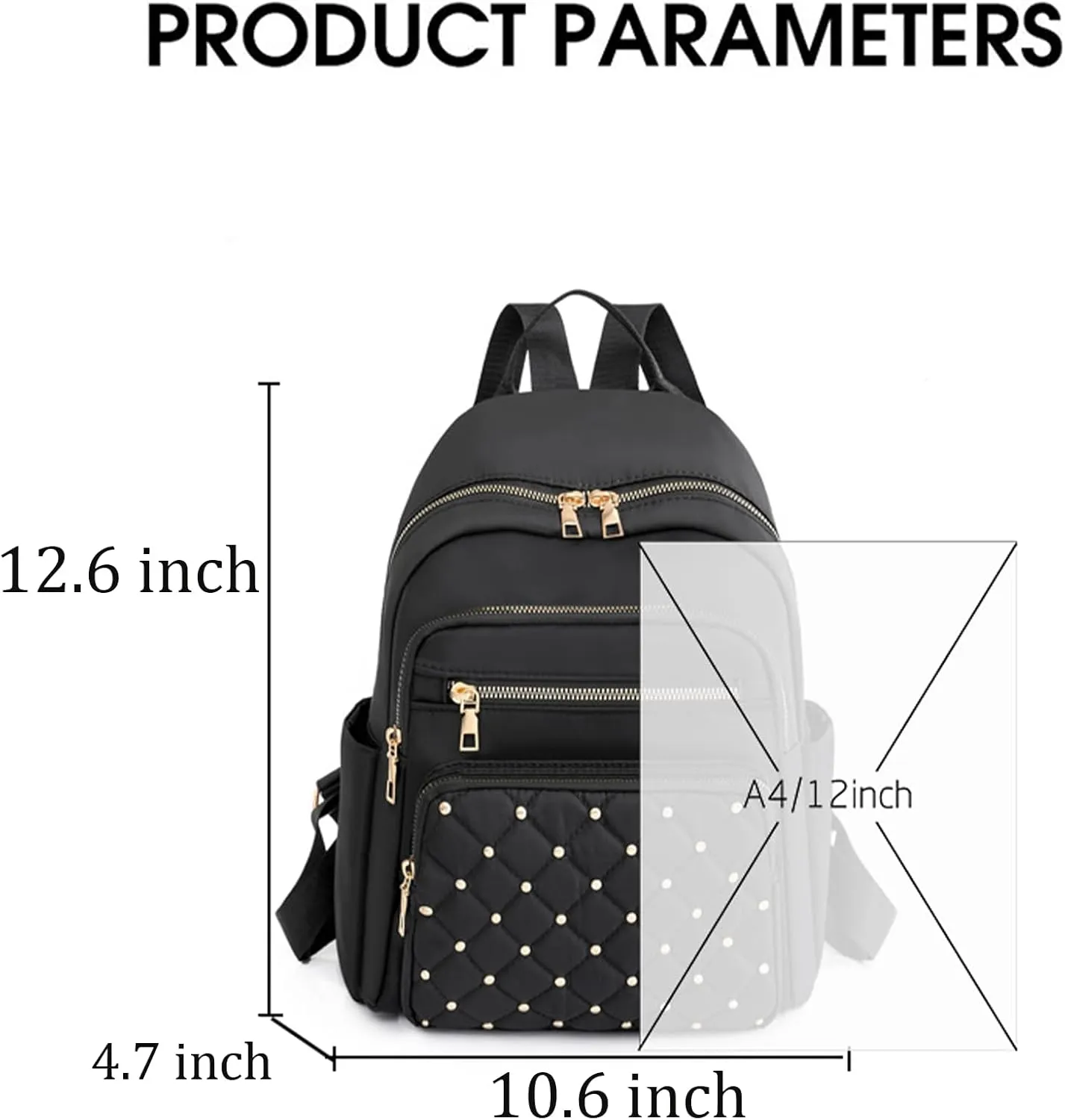 Small Backpack for Women Mini Travel Backpack Purse PU Leather Small Purses Cute Lightweight Back Pack Khaki Trendy Studded Bag