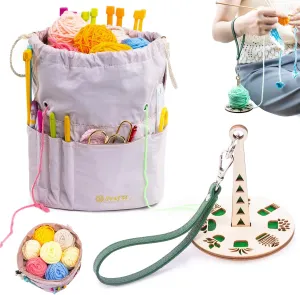 Small Crochet Bag - Drawstring Yarn Storage Bags Yarn for Crocheting - Portable Yarn Bags Organizer for Crocheting Project- Crochet Travel Bag- Crochet Gift