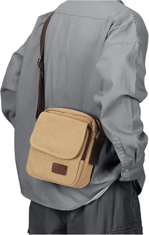 Small Crossbody Bag for Men,Canvas Messenger Shoulder Bags Crossbody Satchel Bag Men's Side Bags Over the Shoulder Purse