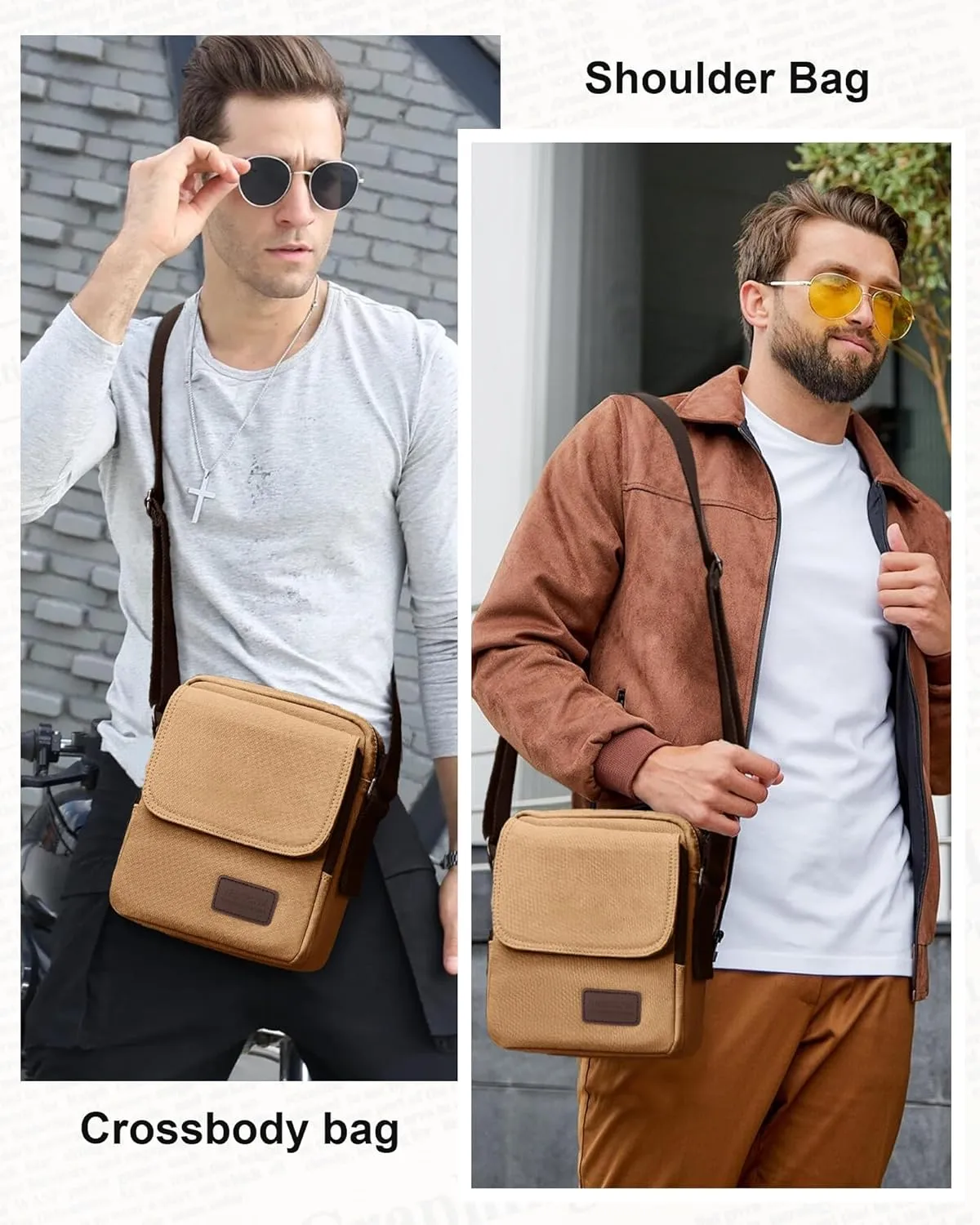 Small Crossbody Bag for Men,Canvas Messenger Shoulder Bags Crossbody Satchel Bag Men's Side Bags Over the Shoulder Purse