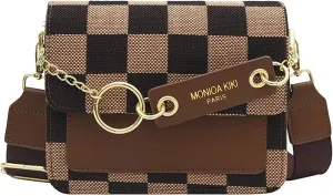 Small Crossbody Bag for Women, Checkerboard Shoulder Bag, Vintage Chain Satchel, Retro Hobo Purse