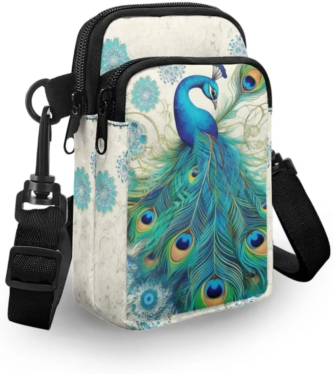 Small Crossbody Bags for Women, Dragonfly Floral Cell Phone Holder Belt Bag Running Sport Cross Body Pouch
