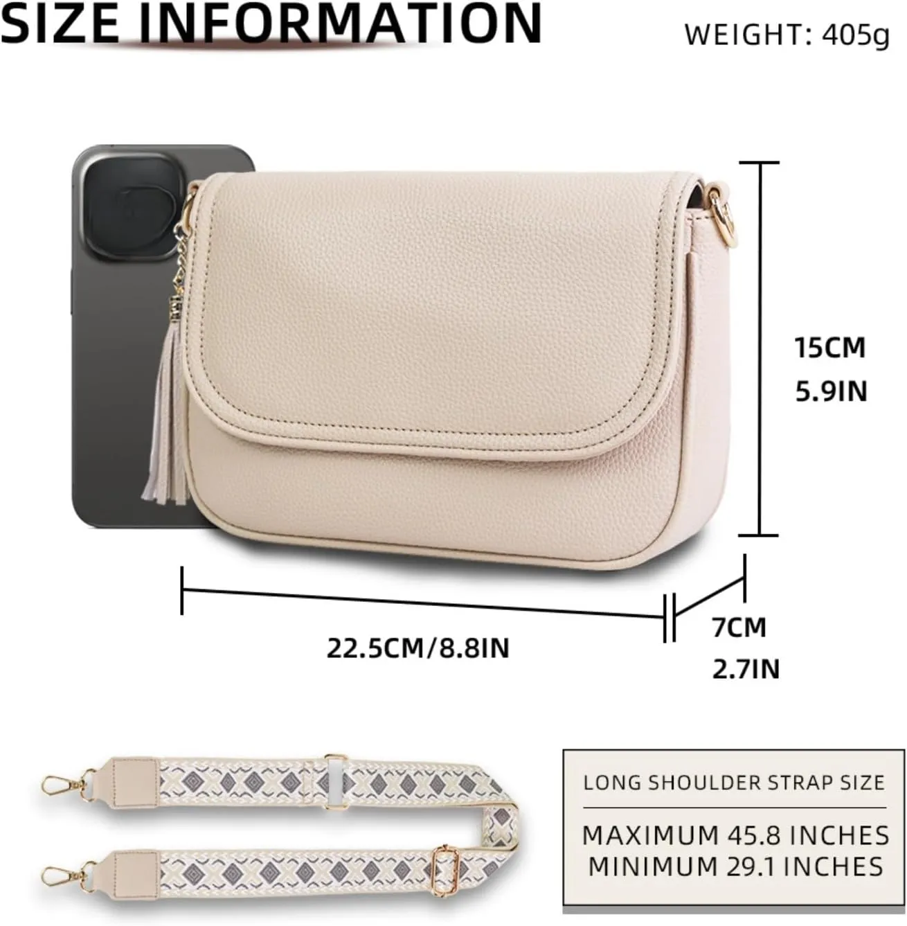 Small Crossbody Bags for Women Trendy Flap Saddle Purses with Tassel Vegan Leather Shoulder Bag