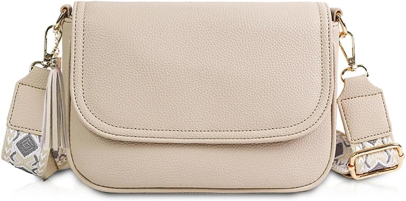 Small Crossbody Bags for Women Trendy Flap Saddle Purses with Tassel Vegan Leather Shoulder Bag