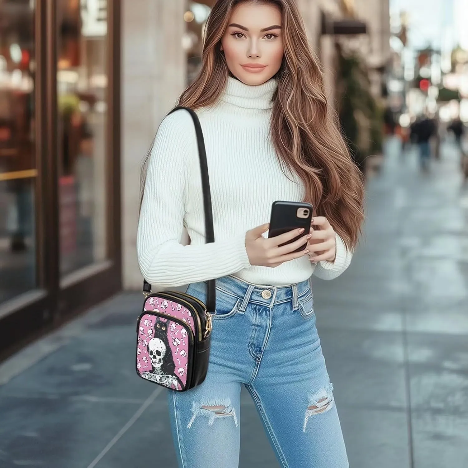 Small Crossbody Purses for Women PU Leather Designer Cell Phone Bag Wallet Purses Adjustable Strap for Travel