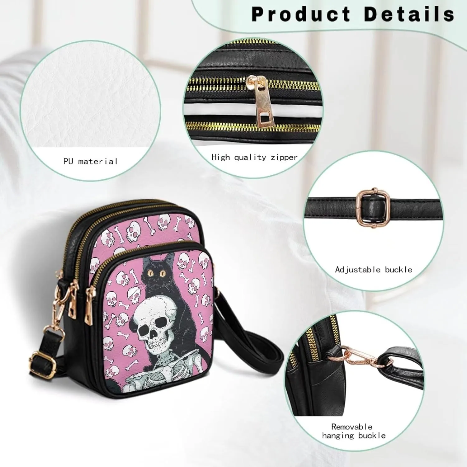 Small Crossbody Purses for Women PU Leather Designer Cell Phone Bag Wallet Purses Adjustable Strap for Travel