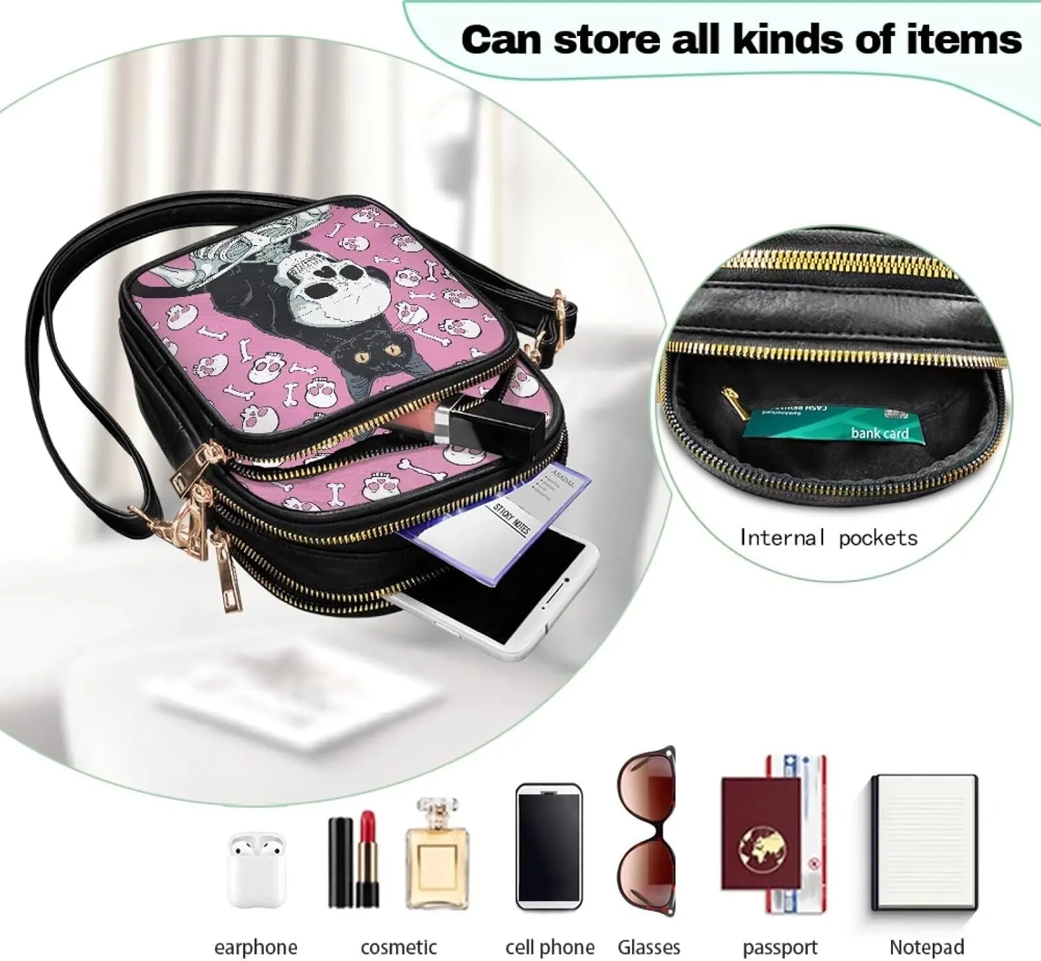 Small Crossbody Purses for Women PU Leather Designer Cell Phone Bag Wallet Purses Adjustable Strap for Travel